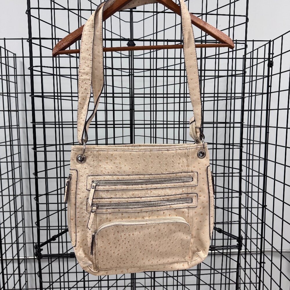 Bueno Faux Ostrich Leather Cream Taupe Purse